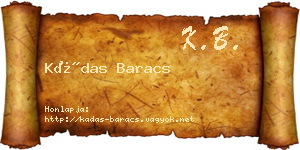 Kádas Baracs névjegykártya